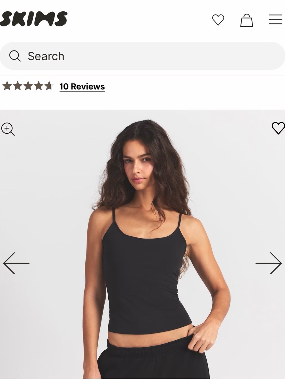 SKIMS Black Slim Spaghetti-Strap Camisole Top